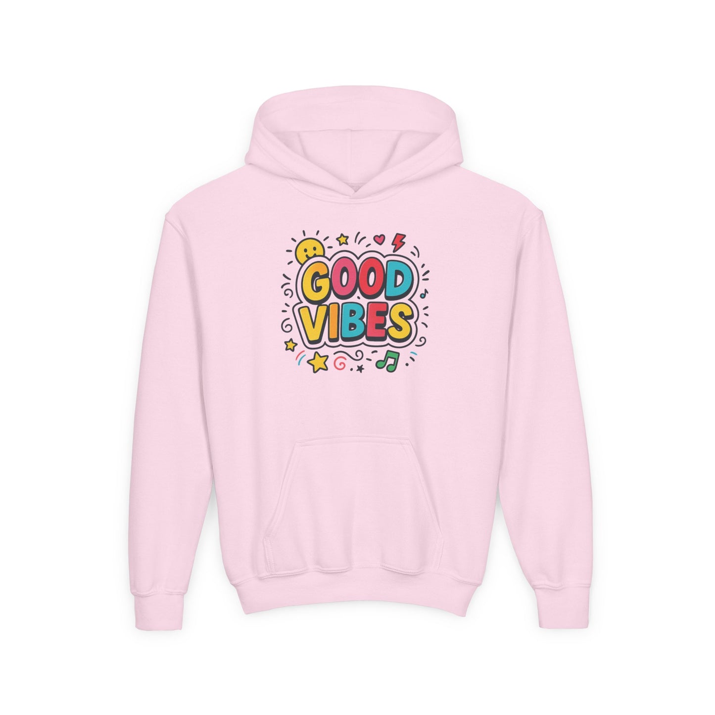 Kids Good Vibes Hoodie – Fun Graphic Sweatshirt with Positive Message, Cozy Casual Outfit, Birthday Gift for Children