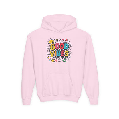 Kids Good Vibes Hoodie – Fun Graphic Sweatshirt with Positive Message, Cozy Casual Outfit, Birthday Gift for Children