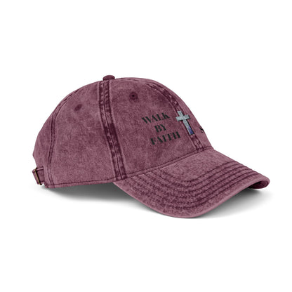 WALK BY FAITH NOT BY SIGHT--Vintage Faith Cap - Embroidered Hat