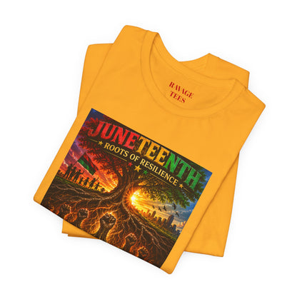 Juneteenth Roots of Resilience Tee — "Strength Isn't Born Above Ground"