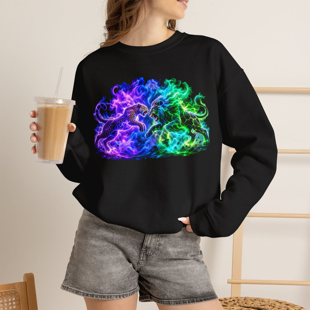 Neon Nebula Predator Clash Graphic Sweatshirt