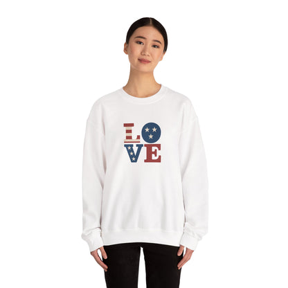 Patriotic Love Sweatshirt | Unisex Crewneck, Cozy Top for Celebrations, Gifts, Independence Day, Casual Style, Everyday Comfort