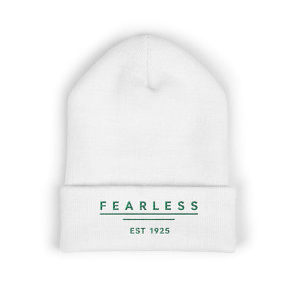 Fearless Embroidered Cuffed Beanie — Minimal Vintage 'EST 1925' Knit Hat