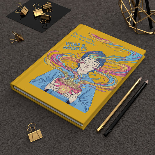 Vibes and Noodles Vibrant Notebook Journal – Vibes & Noodles, Creative Writing, Gift for Foodies and Students, Inspirational Journal, Self-Reflection Diary