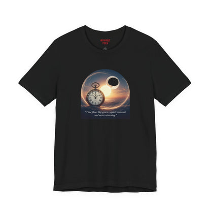 Time Flows Like Grace Cosmic Time Short Sleeve Tee, Celestial T-Shirt, Space Lover Gift, Astrology Shirt, Motivational Tee, Moon Phase Apparel