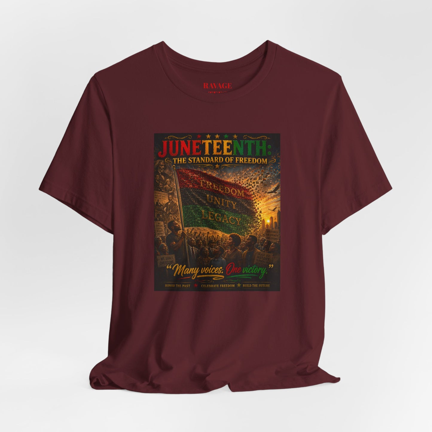 Juneteenth Standard of Freedom — 'Many Voices One Victory' Graphic Tee
