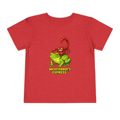 Toddler Tee — 'Backstabber's Express' Scorpion & Frog Funny Kids Shirt