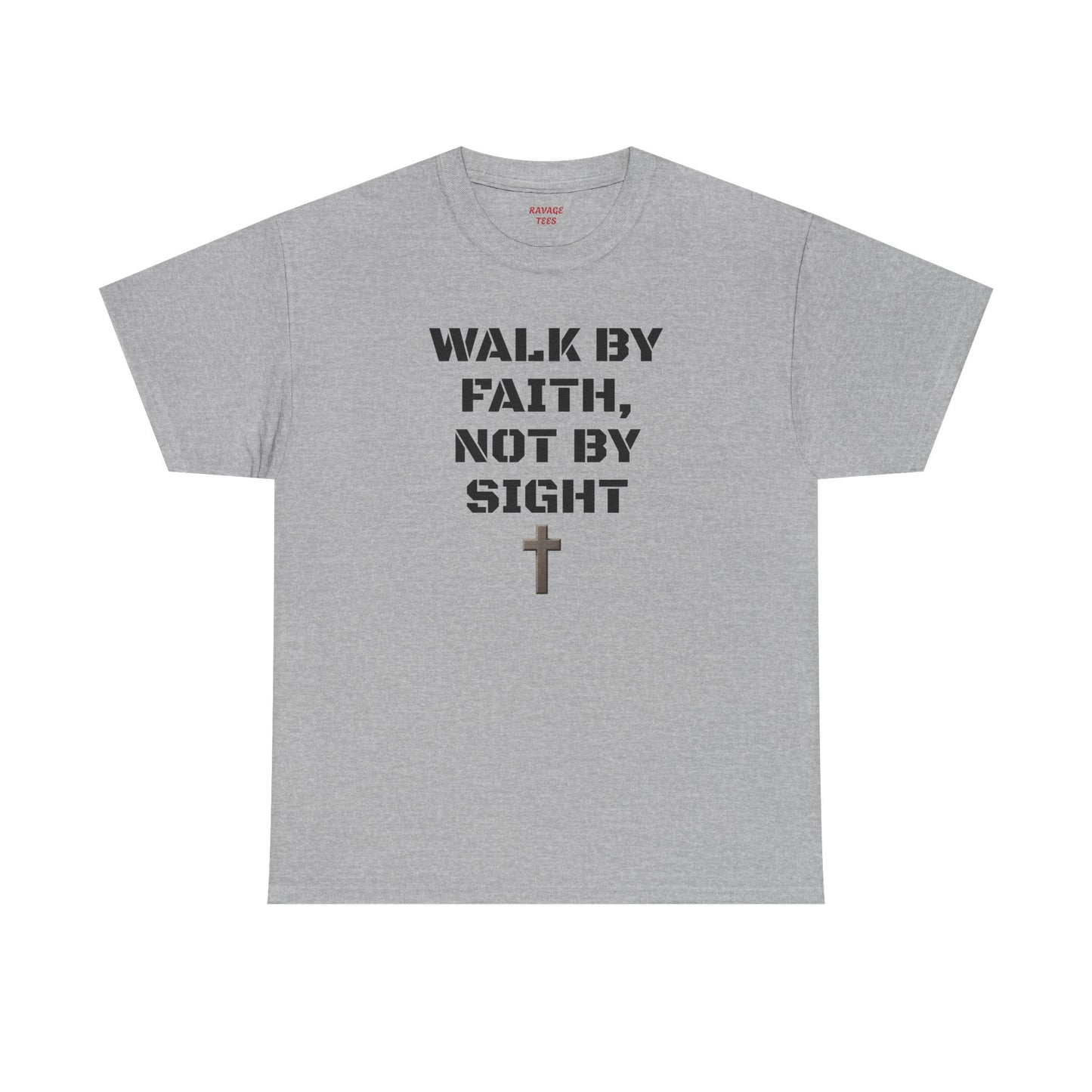 "Walk By Faith" Tee: Christian Bible Verse Unisex Heavy Cotton Shirt