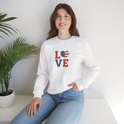 Patriotic Love Sweatshirt | Unisex Crewneck, Cozy Top for Celebrations, Gifts, Independence Day, Casual Style, Everyday Comfort