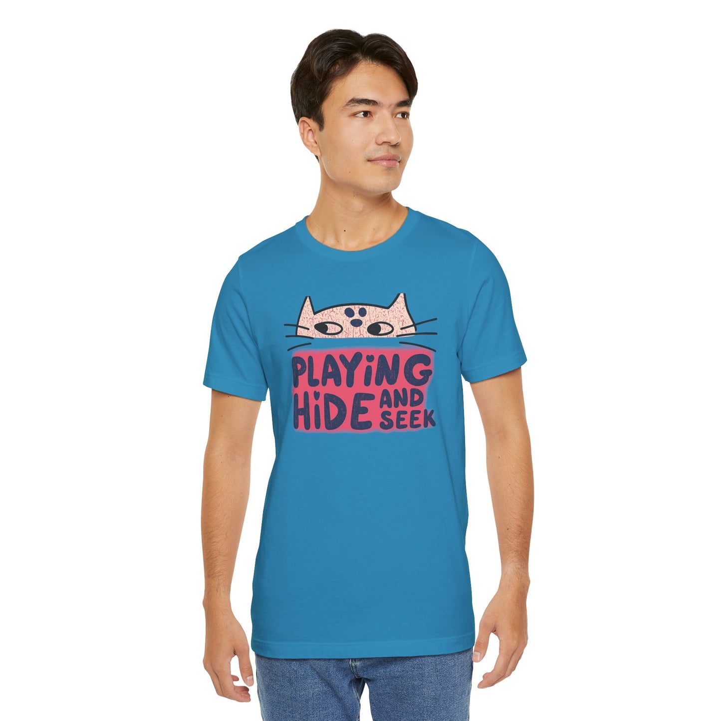 Playing Hide and Seek Cat T-Shirt — Cute Graphic Tee for Cat Lovers