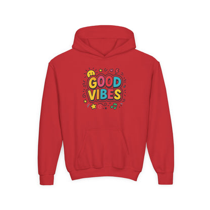 Kids Good Vibes Hoodie – Fun Graphic Sweatshirt with Positive Message, Cozy Casual Outfit, Birthday Gift for Children