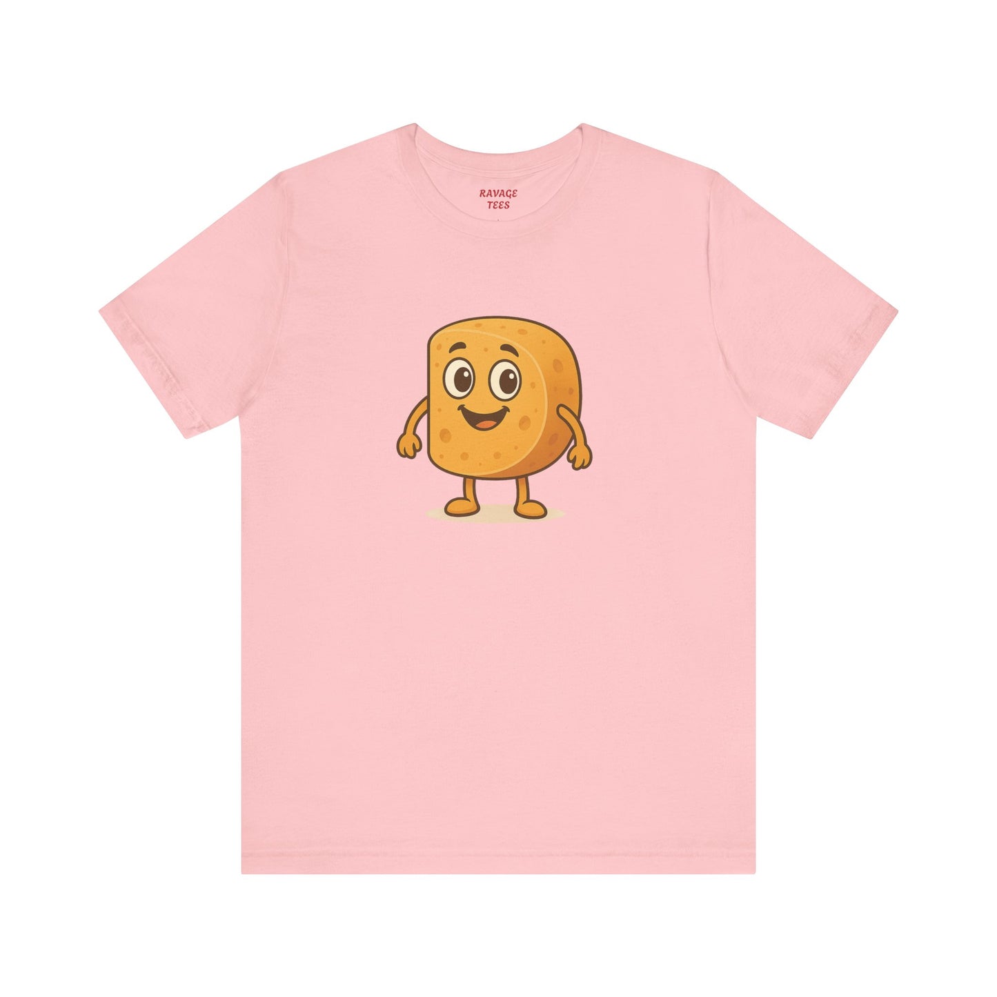 Happy Cheesy Square Character T-Shirt | Cute Cartoon Cheese Tee