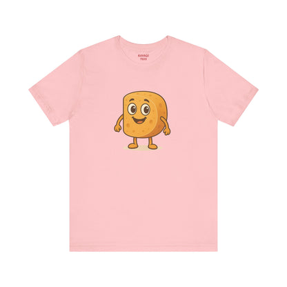 Happy Cheesy Square Character T-Shirt | Cute Cartoon Cheese Tee