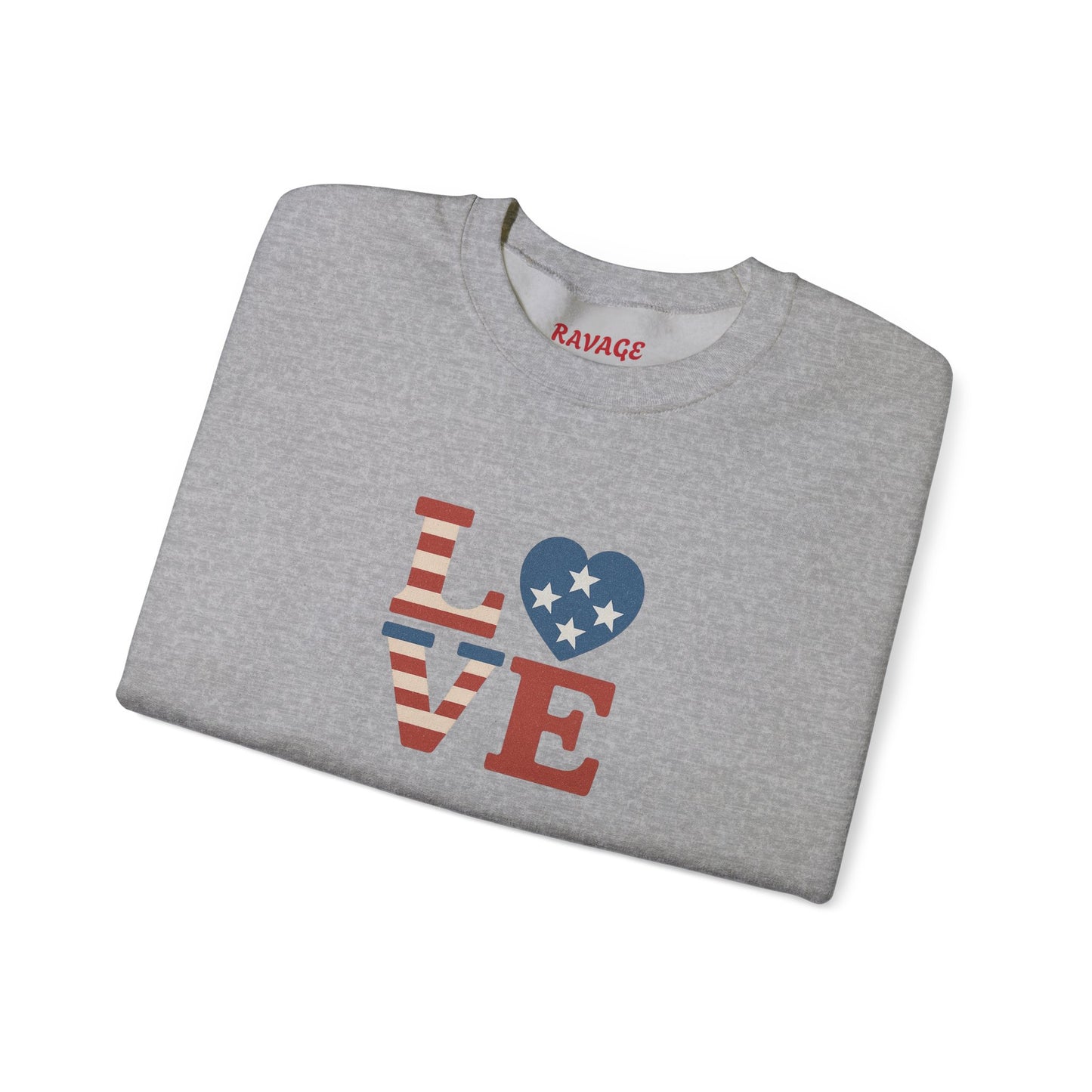 Patriotic Love Sweatshirt | Unisex Crewneck, Cozy Top for Celebrations, Gifts, Independence Day, Casual Style, Everyday Comfort