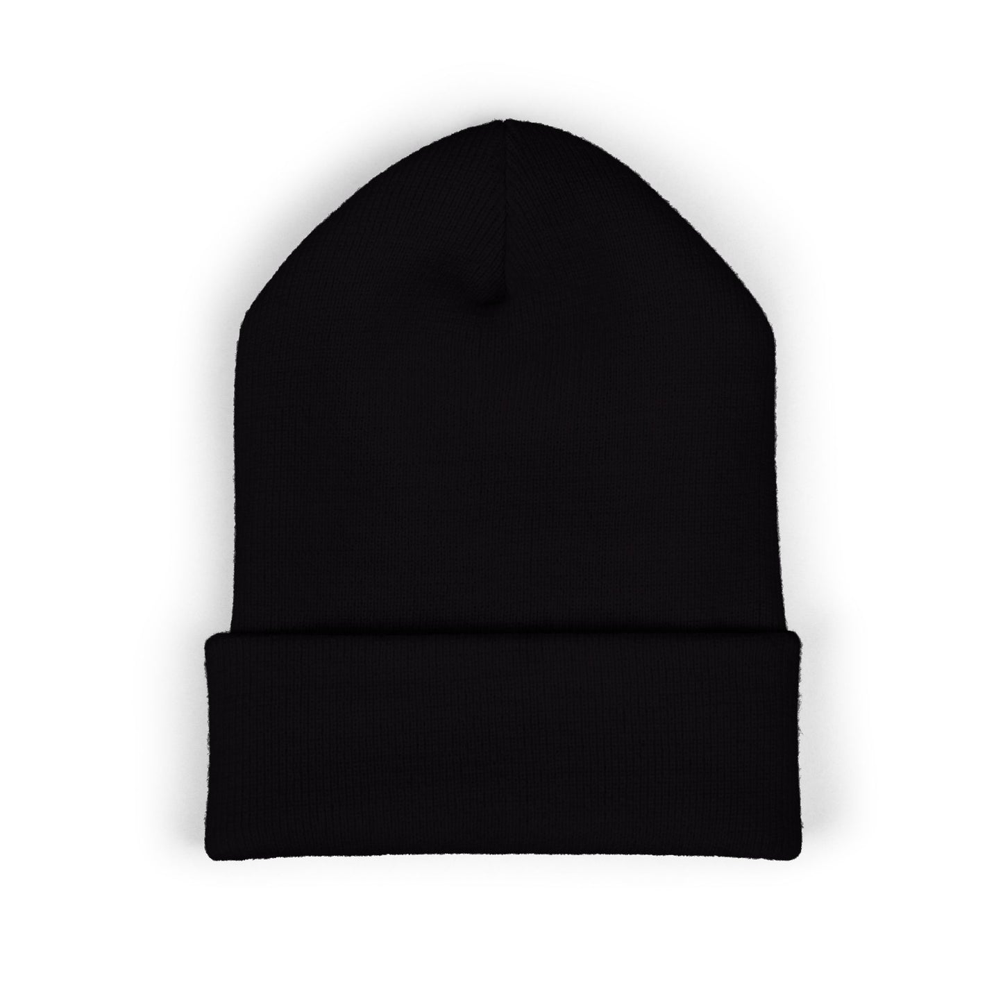 Fearless Embroidered Cuffed Beanie — Bold Black Knit Hat