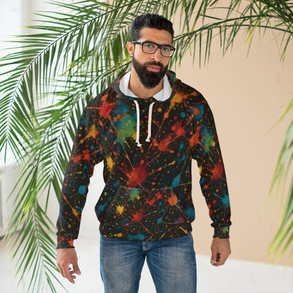 Art of Impact Color Splash Unisex Pullover Hoodie | Artistic Hoodie, Trendy Streetwear, Splatter Design, Unique Gift for Art Lovers, Cozy Fashion