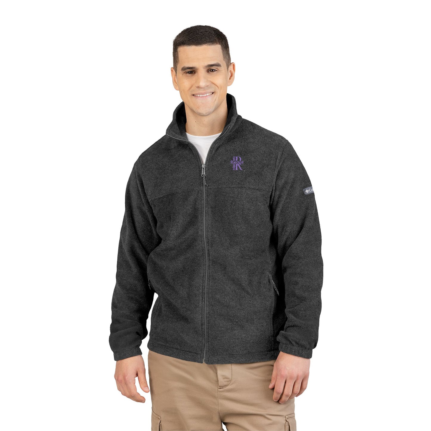 Ravage Charcoal Fleece Jacket — Purple Embroidered Logo