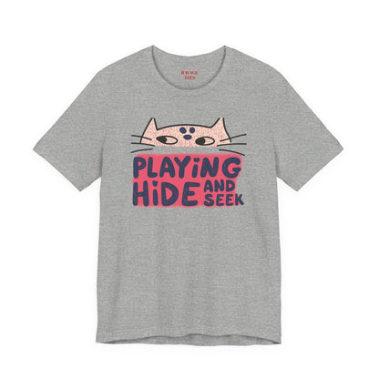 Playing Hide and Seek Cat T-Shirt — Cute Graphic Tee for Cat Lovers