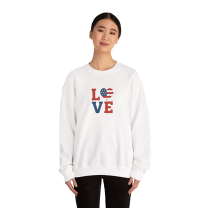 Patriotic Love Sweatshirt | Unisex Crewneck, Cozy Top for Celebrations, Gifts, Independence Day, Casual Style, Everyday Comfort