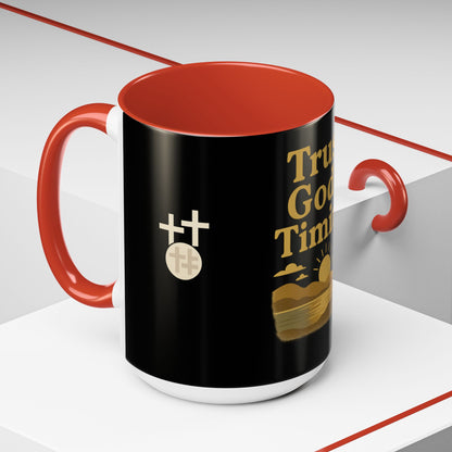 Trust God's Timing Christian Coffee Mug – Inspirational Accent Cup (11oz & 15oz), Faith-Based Gift for Coffee & Tea Lovers