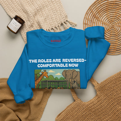 Reversal of Roles-Fun Animal Crewneck Sweatshirt, Unisex Sweatshirt