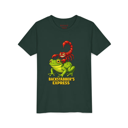 Youth Tee - "Backstabber's Express" Frog & Scorpion Graphic