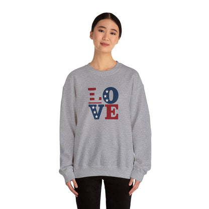 Patriotic Love Sweatshirt | Unisex Crewneck, Cozy Top for Celebrations, Gifts, Independence Day, Casual Style, Everyday Comfort