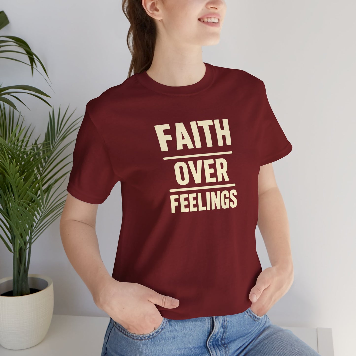 Faith Over Feelings Tee - Inspiring Unisex Short Sleeve Shirt for Everyday Comfort, Motivational Gift, Casual Wear, Spiritual Apparel, [...]