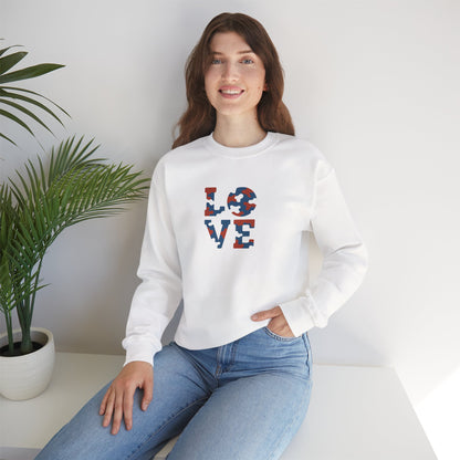 Patriotic Love Sweatshirt | Unisex Crewneck, Cozy Top for Celebrations, Gifts, Independence Day, Casual Style, Everyday Comfort