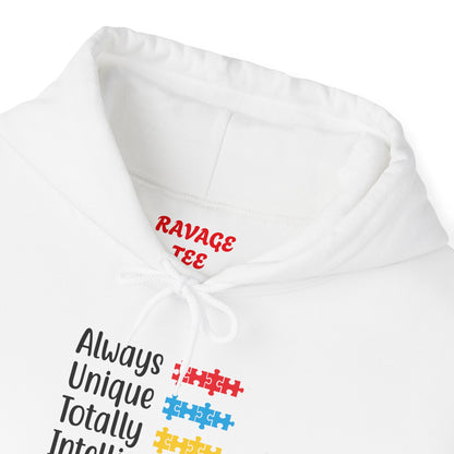 Autism Puzzle Piece Hoodie – Always Unique Design | Inclusive Unisex T-Shirt | Awareness Apparel