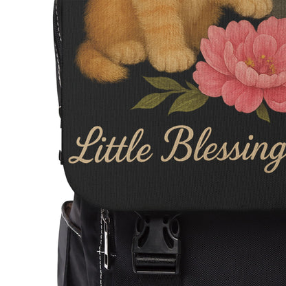 Charming Cat Shoulder Backpack, Cute Pet Lover Bag, Everyday Tote for Cat Owners, Gift for Cat Lovers, Floral Kitty Backpack