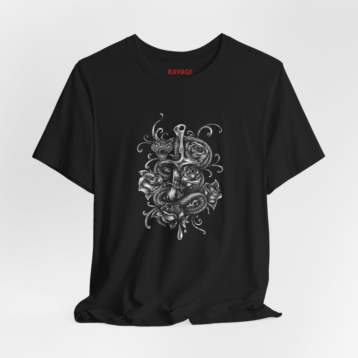 Snake & Dagger Tee: Edgy Unisex Tattoo-Style Graphic Shirt