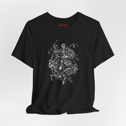 Snake & Dagger Tee: Edgy Unisex Tattoo-Style Graphic Shirt