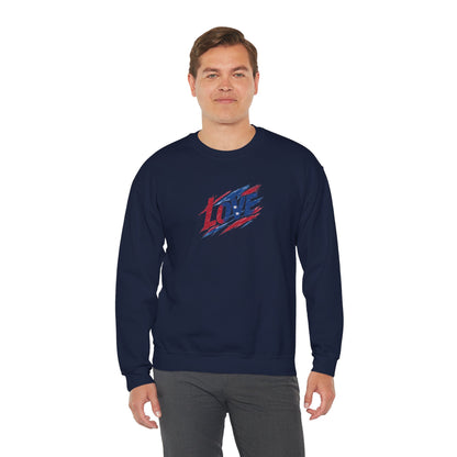 Patriotic Love Sweatshirt | Unisex Crewneck, Cozy Top for Celebrations, Gifts, Independence Day, Casual Style, Everyday Comfort