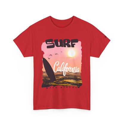 California Surf Unisex Heavy Cotton Tee, Summer Vibes T-Shirt, Beach Life Shirt, Surfing Gift, Vacation Wear, Casual Apparel