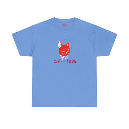 CAT-TITUDE Unisex Heavy Cotton Tee | Funny Cat Shirt