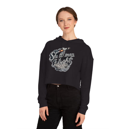 Cropped Hoodie - "Shuttleman Flight" Rocket Graphic