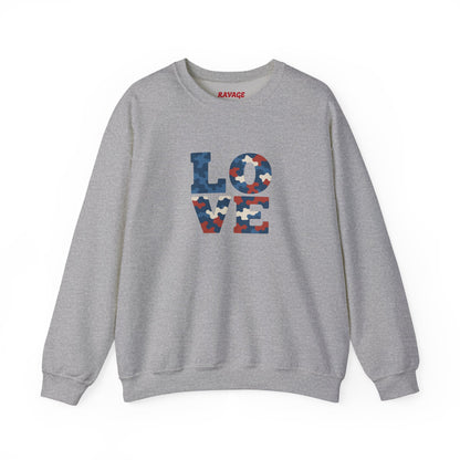 Patriotic Love Sweatshirt | Unisex Crewneck, Cozy Top for Celebrations, Gifts, Independence Day, Casual Style, Everyday Comfort