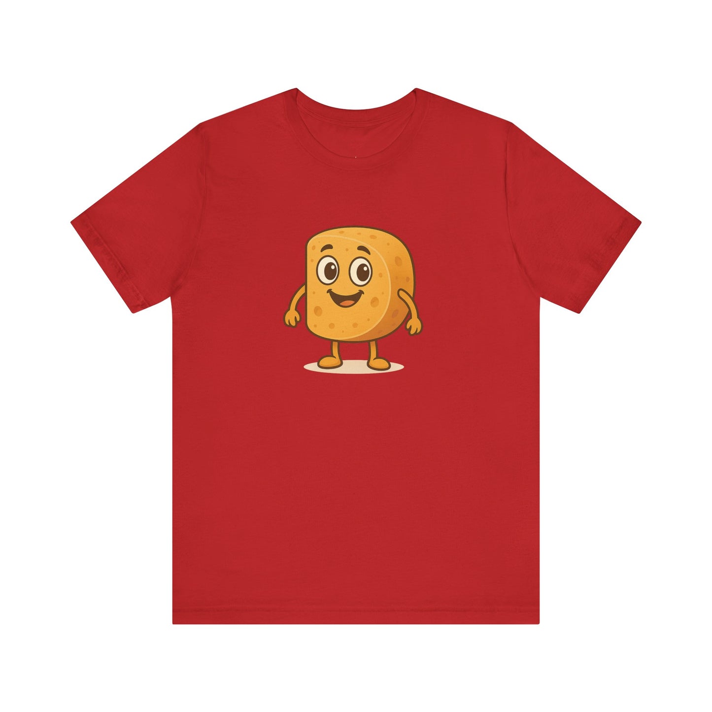 Happy Cheesy Square Character T-Shirt | Cute Cartoon Cheese Tee