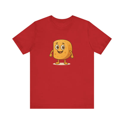 Happy Cheesy Square Character T-Shirt | Cute Cartoon Cheese Tee