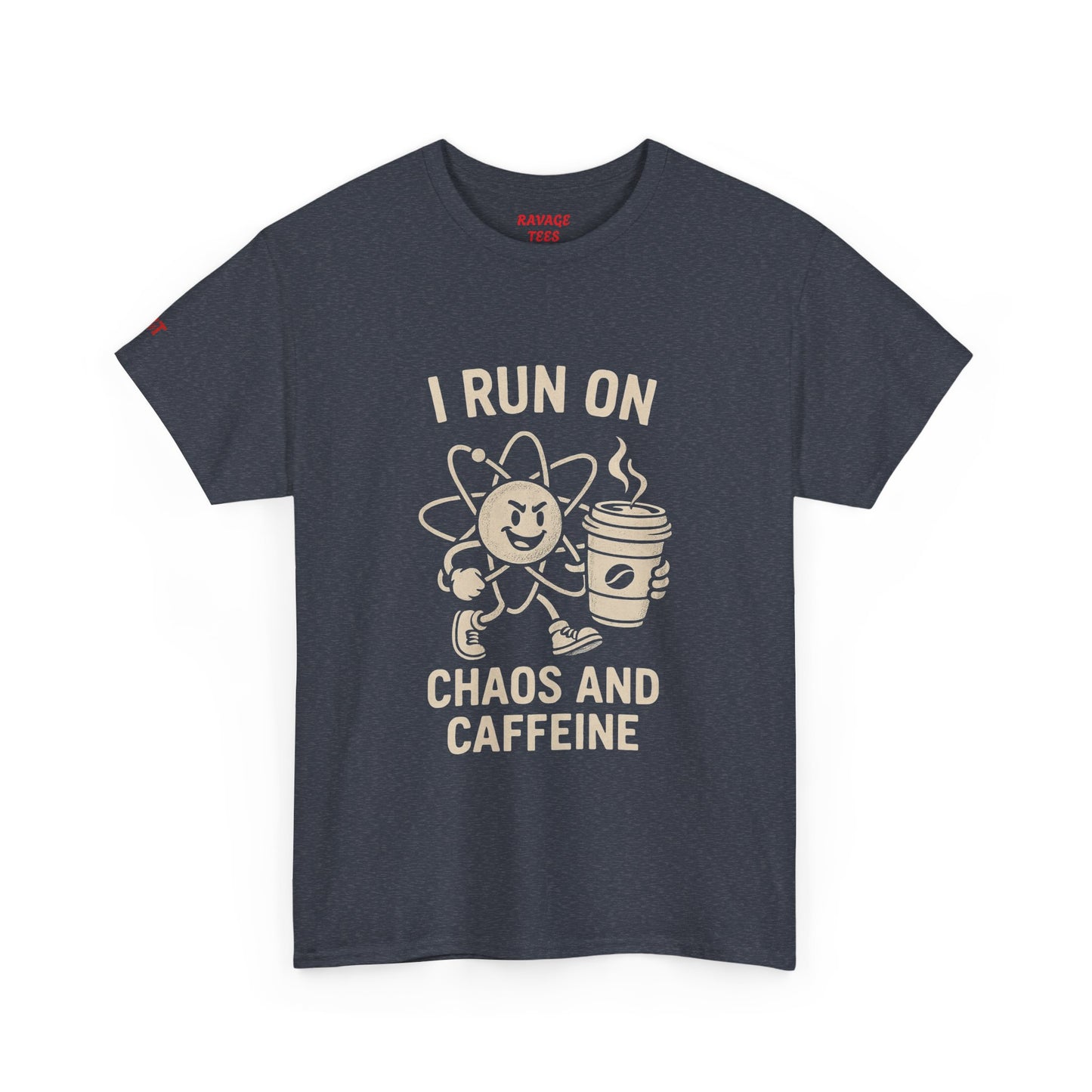 Coffee Lover's Unisex Tee - I Run on Chaos and Caffeine, Funny T-Shirt, Gift for Coffee Enthusiasts, Casual Wear, Relaxed Fit