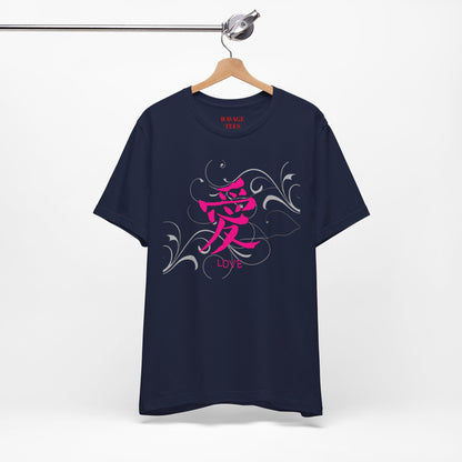 Love Kanji — Pink Asian Calligraphy Tee