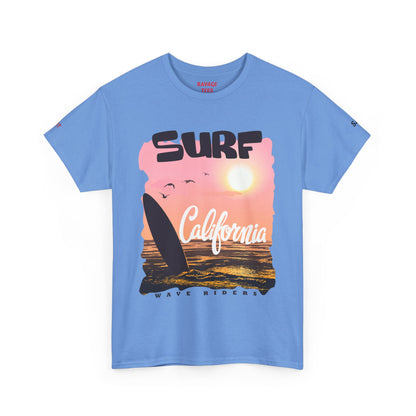 California Surf Unisex Heavy Cotton Tee, Summer Vibes T-Shirt, Beach Life Shirt, Surfing Gift, Vacation Wear, Casual Apparel