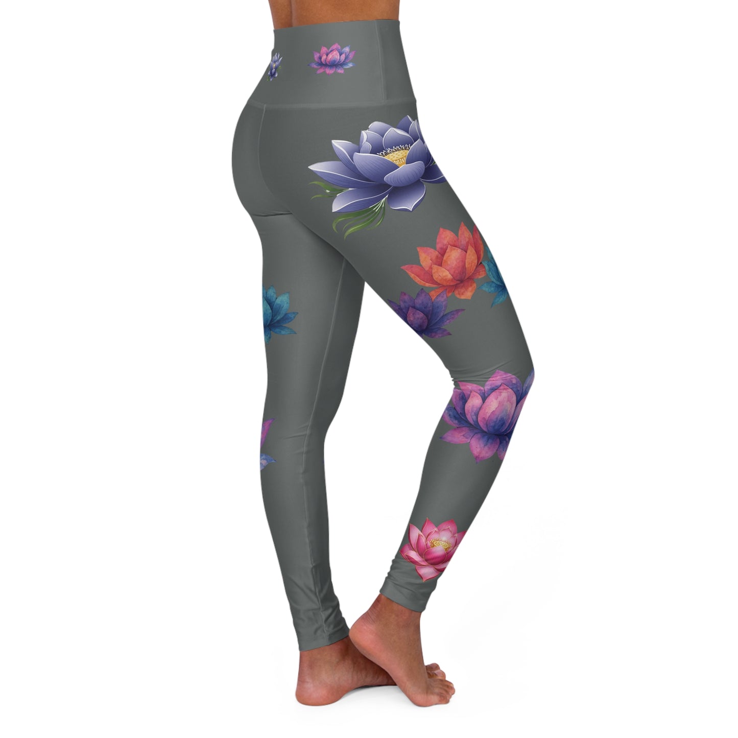 Watercolor Lotus High Waisted Yoga Leggings