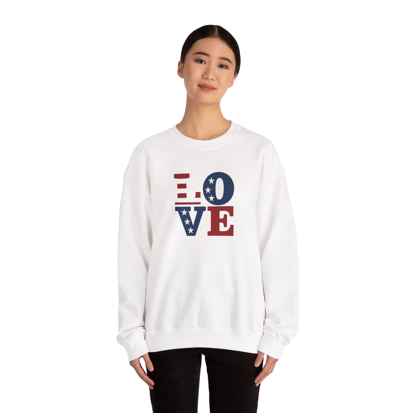 Patriotic Love Sweatshirt | Unisex Crewneck, Cozy Top for Celebrations, Gifts, Independence Day, Casual Style, Everyday Comfort