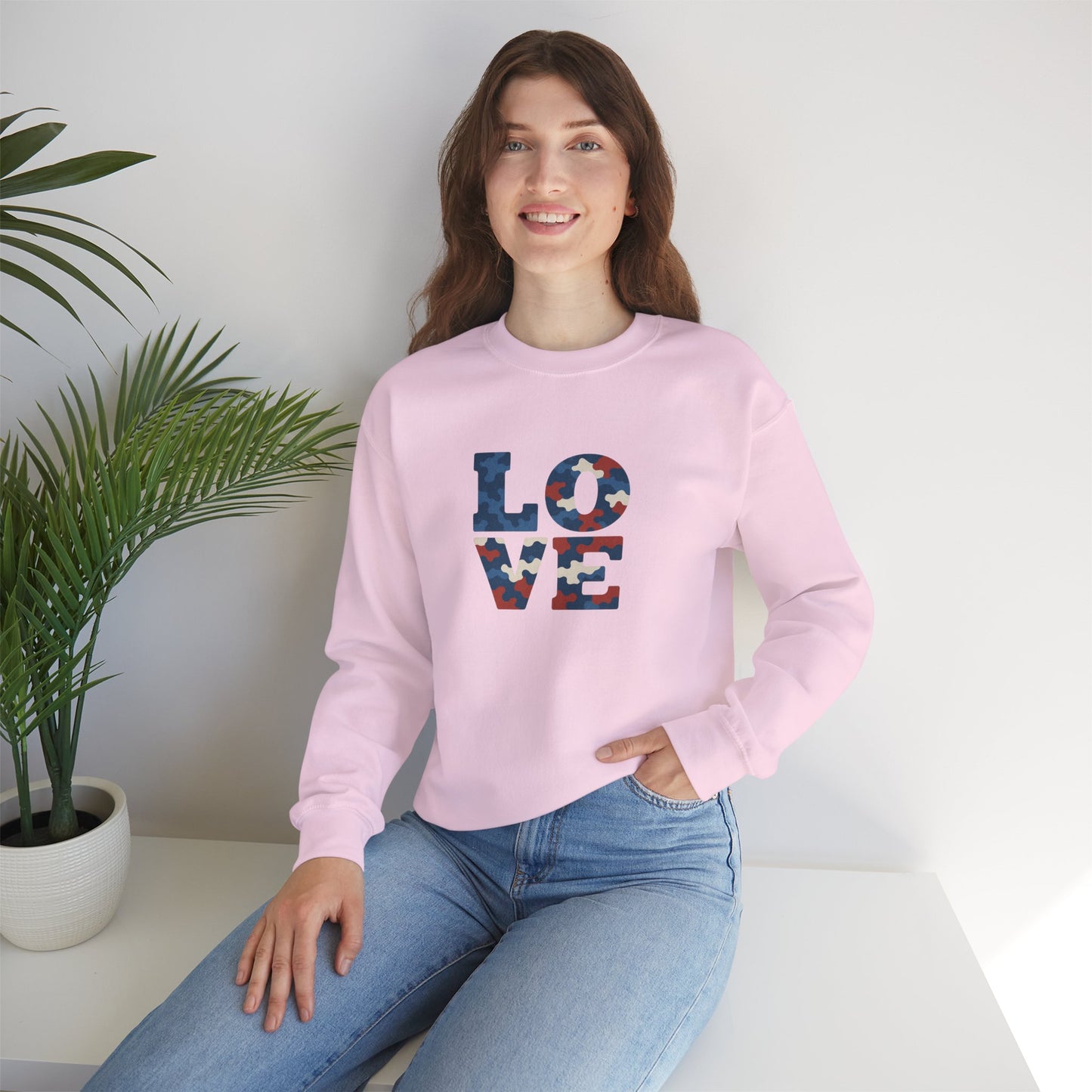 Patriotic Love Sweatshirt | Unisex Crewneck, Cozy Top for Celebrations, Gifts, Independence Day, Casual Style, Everyday Comfort