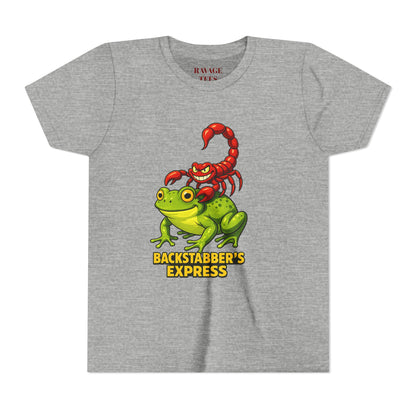 Youth Tee - "Backstabber's Express" Frog & Scorpion Graphic