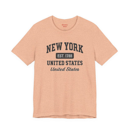 New York Vintage College T-Shirt – 'New York Est. 1788' Graphic Tee