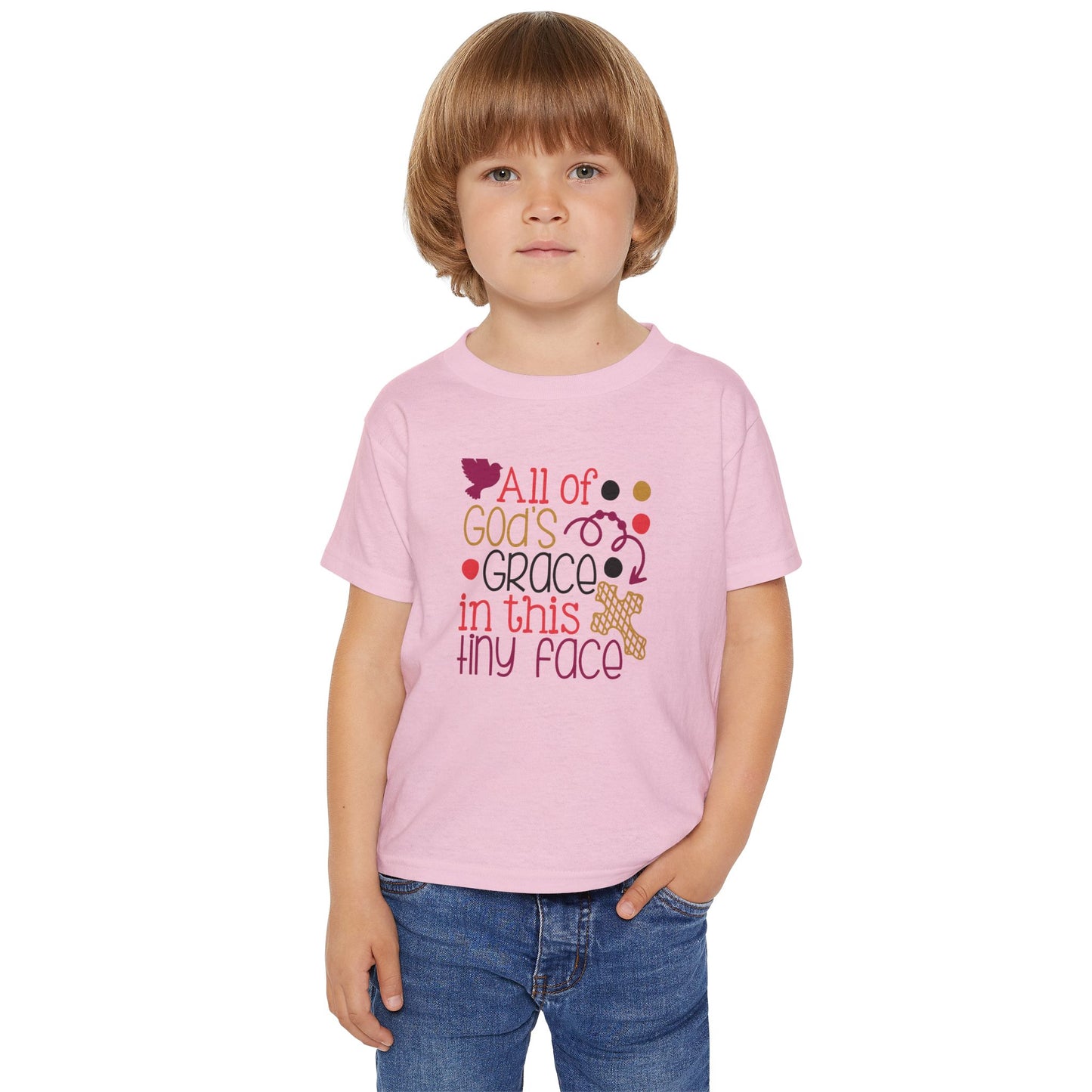 Toddler T-Shirt — "All of God's Grace in This Tiny Face" Cute Faith Baby Tee