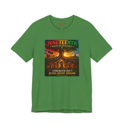 Juneteenth Roots of Resilience Tee — "Strength Isn't Born Above Ground"